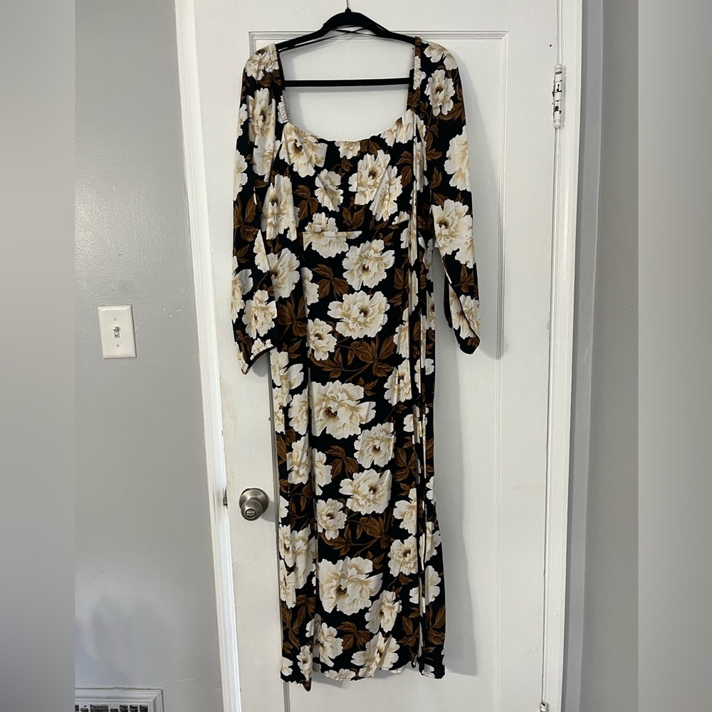 Waist Defined square neck maxi dress